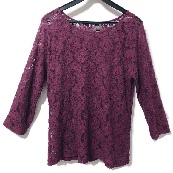 Denver Hayes | Purple Floral Lace Top | Size XL - Picture 1 of 14